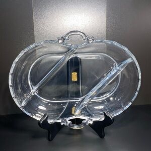 Elegant Fostoria Relish Dish Glass 12 ¼” Oval 3 Part Divided
